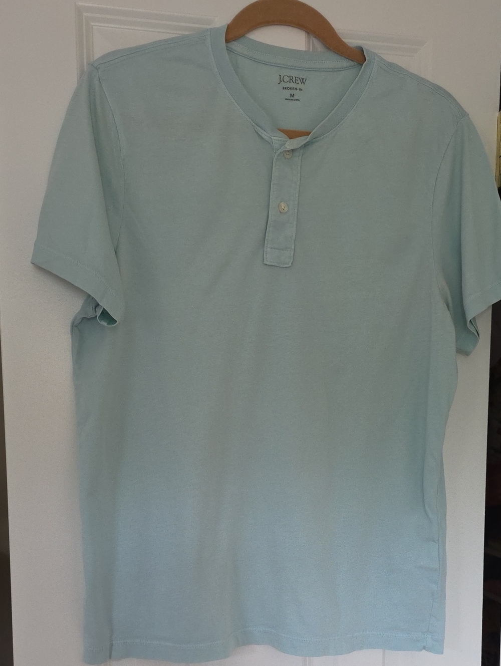 J.Crew Men's Short Sleeve Top. 2 Buttons In The Front Med. Seafoam Green